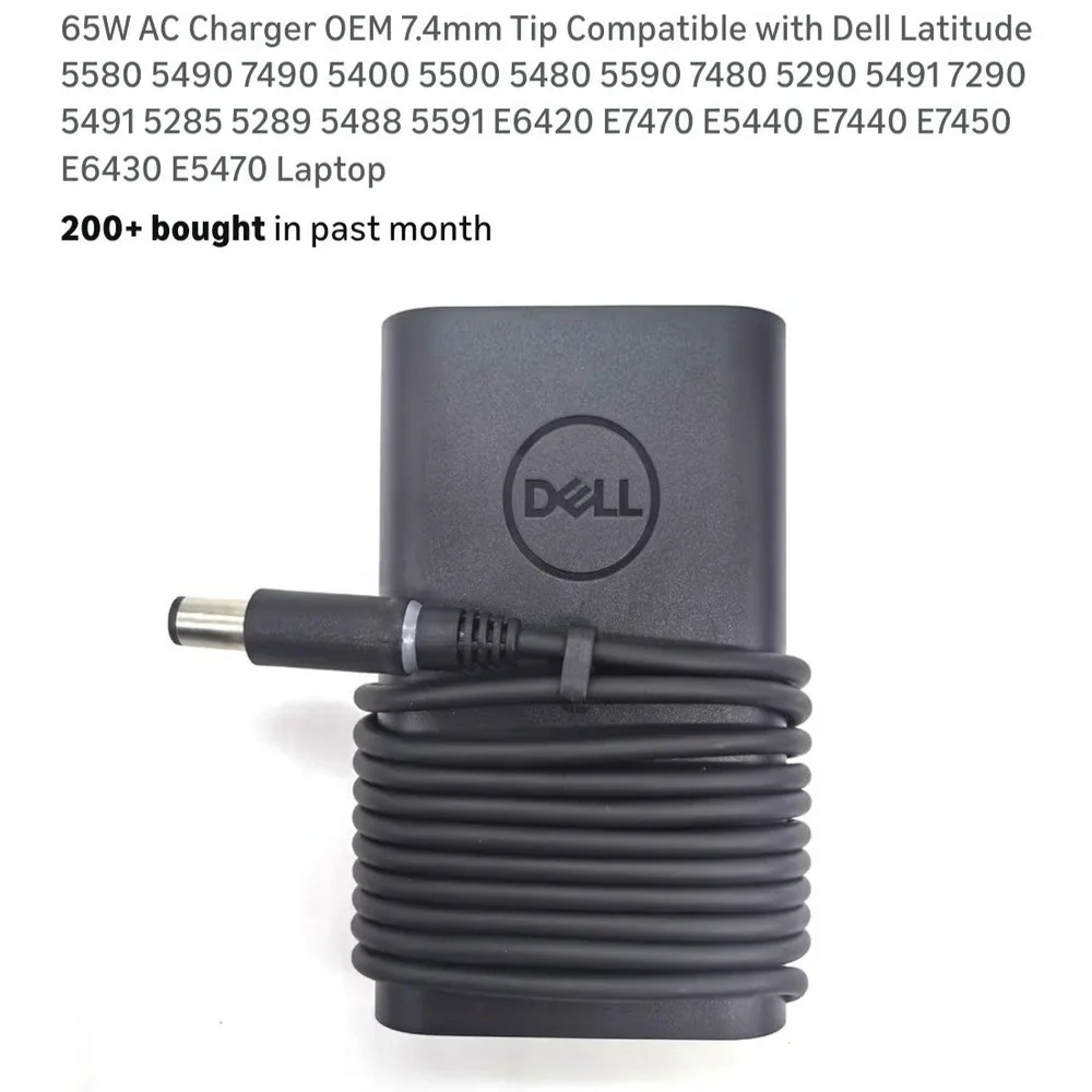 DELL E6430 E5470 And More 65W AC Laptop Cord‎ Power Charger